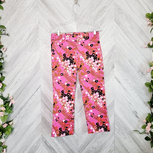 J Crew City Fit Floral Chino Crop Trousers Size 0